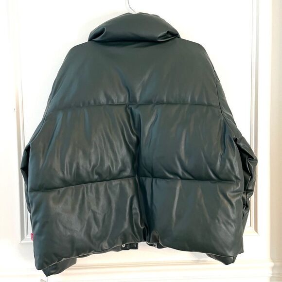 Levi Strauss Faux Leather Stand Collar Puffer Jacket, Spruce Green Size XXL NWT - Picture 8 of 11